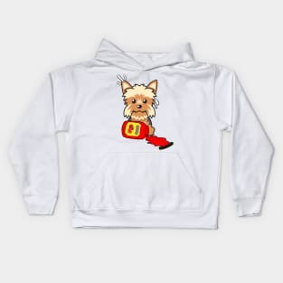 Naughty Yorkshire Terrier Spilled Ketchup Kids Hoodie